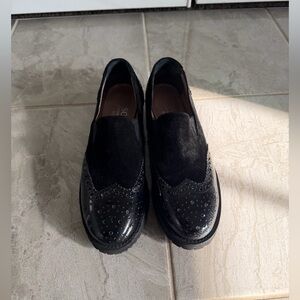 Black suede and patent leather Loafers